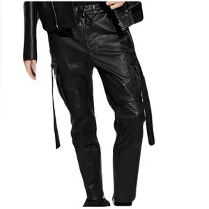 Balmain Leather cargo trousers with straps